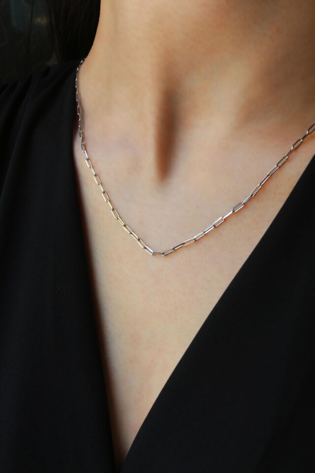 14 Ayar Beyaz Altın Ataç Zincir