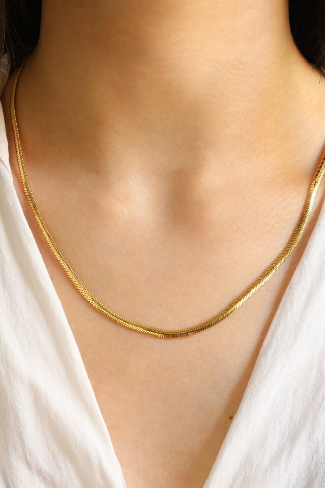 Balık Sırtı Zincir Kolye 14 Ayar Altın