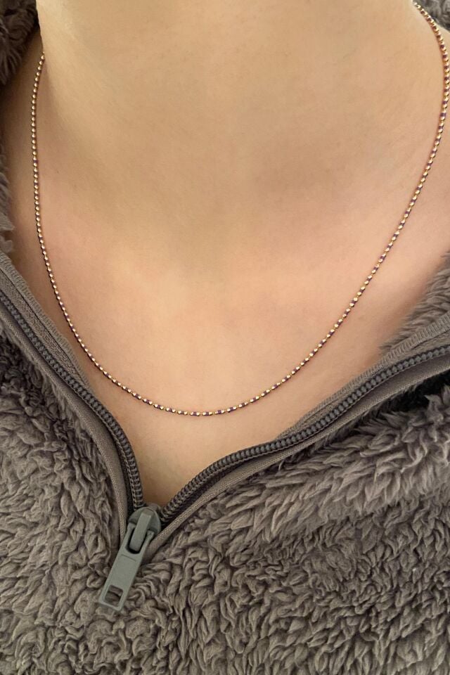 Mor Taşlı 14 Ayar Sarı Altın Kolye