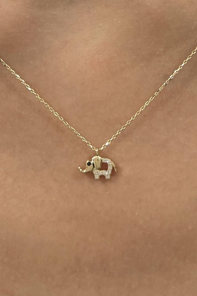 Mini Fil Kolye 14 Ayar Altın