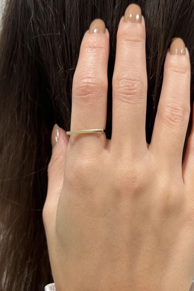 İnce Çizgi Yüzük 14 Ayar Sarı Altın