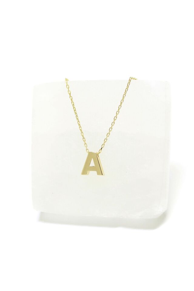 Minimal ''A'' Harfi 14 Ayar Altın Kolye
