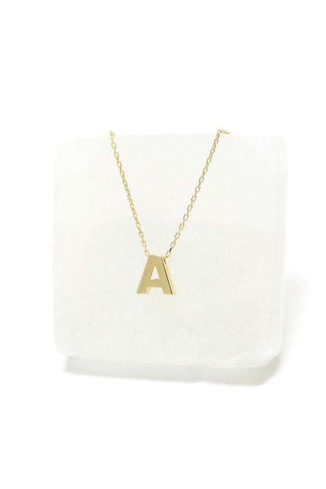 Minimal ''A'' Harfi 14 Ayar Altın Kolye
