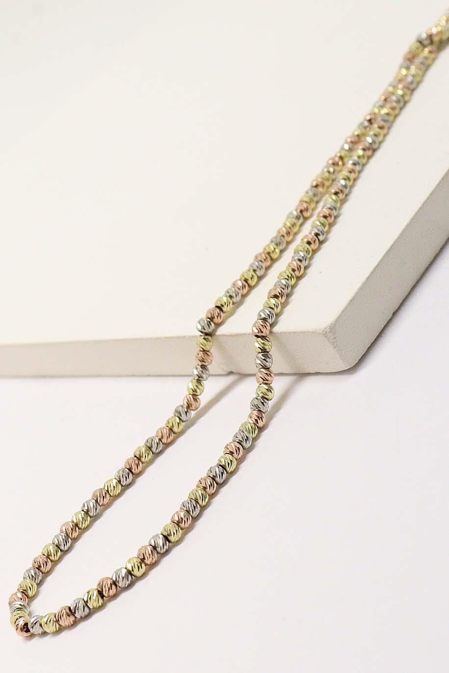 Üç Renk Dorikalı Tam Tur 14 Ayar Altın Kolye