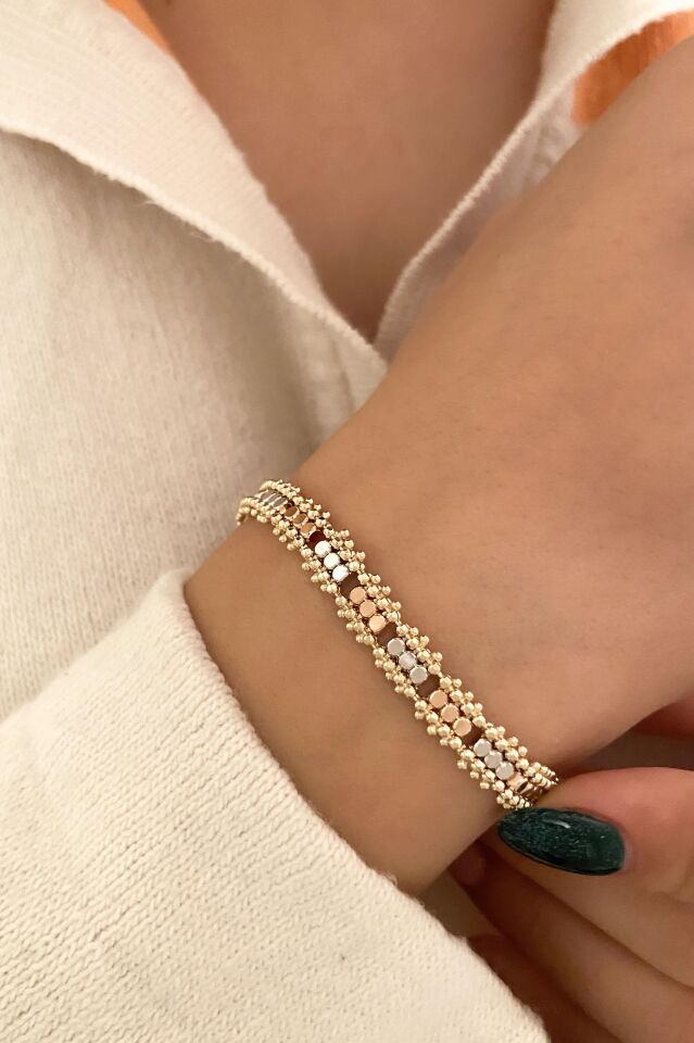 The Queen Üç Renk Altın 14 Ayar Bileklik