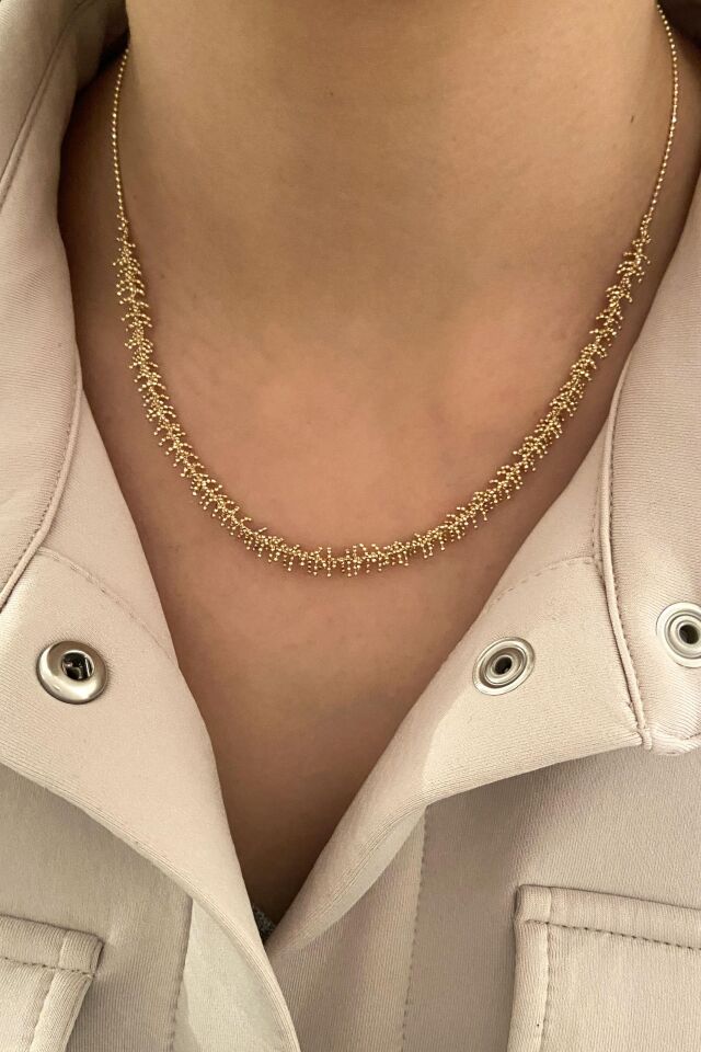 Ceo Püsküllü 14 Ayar Sarı Altın Set & Takım ( Bileklik - Kolye - Küpe )