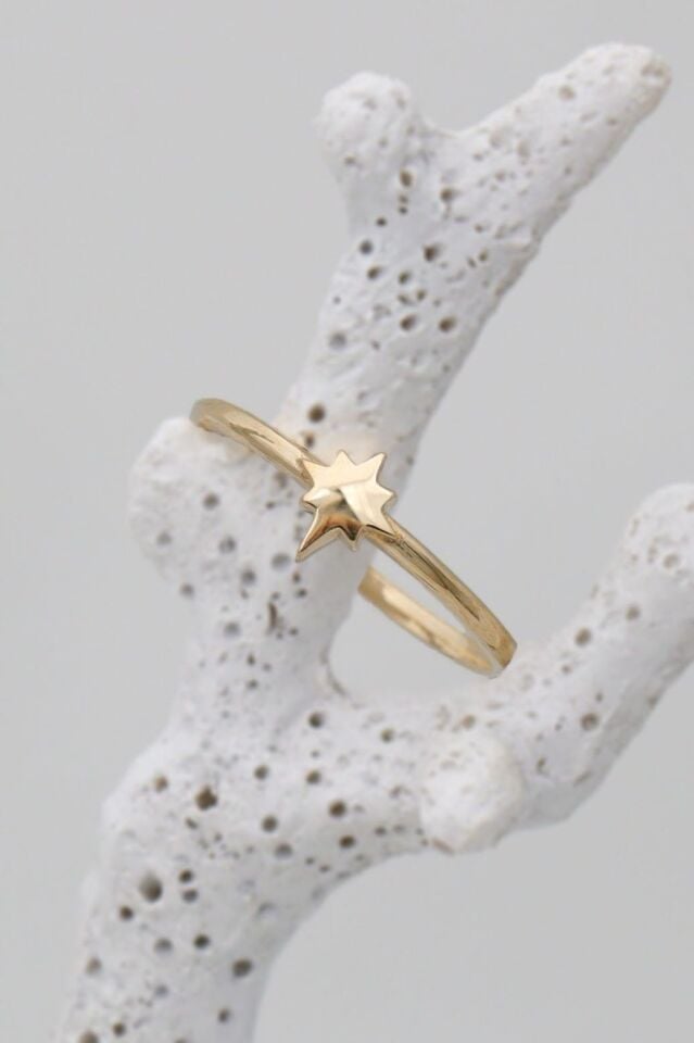 Minimal Kutup Yıldızı Yüzük 14 Ayar Altın