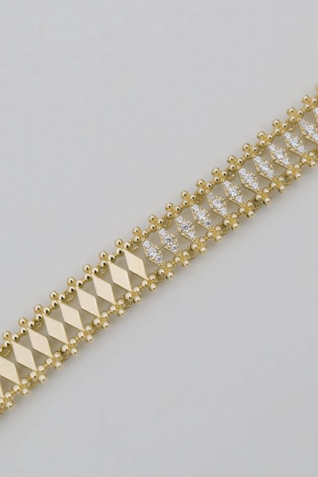 Baklava Kesim Taç Bileklik 14 Ayar Altın