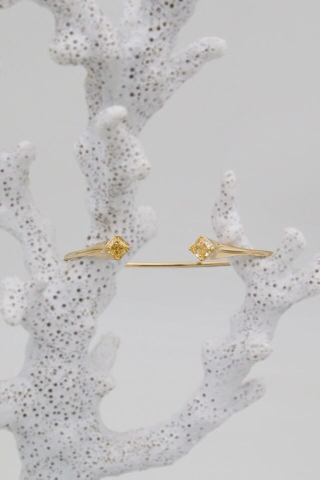 SON STOK REZERV Sitrin taşlı Elastik Kelepçe 14 Ayar Altın