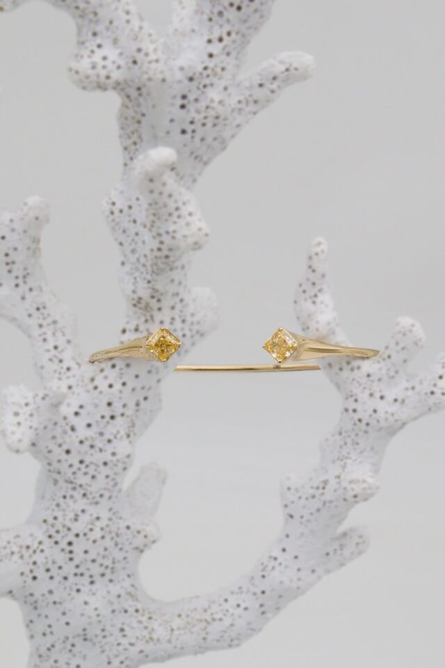 Sitrin taşlı Elastik Kelepçe 14 Ayar Altın