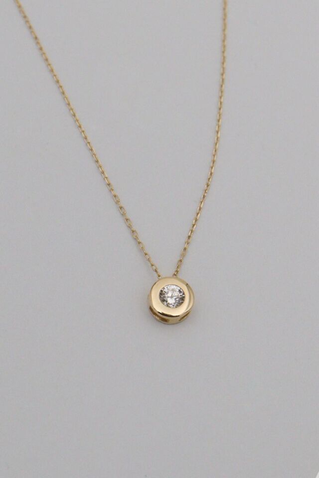 Minimal Aspirin Tektaş Kolye 14 Ayar Altın