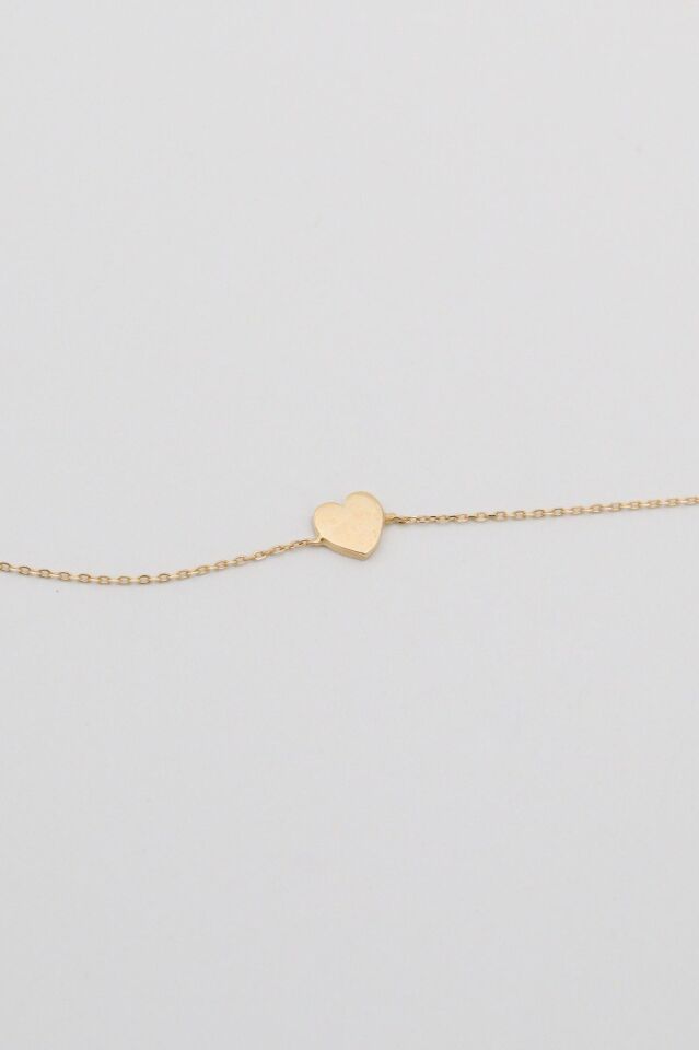 Minimal Kalp Bileklik 14 Ayar Altın