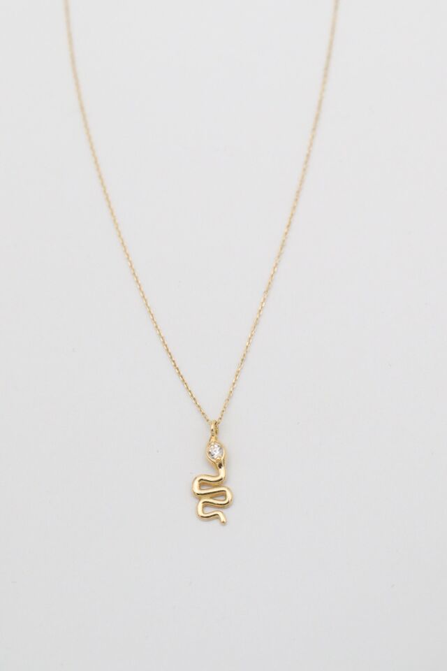 Mini Yılan Kolye 14 Ayar Altın