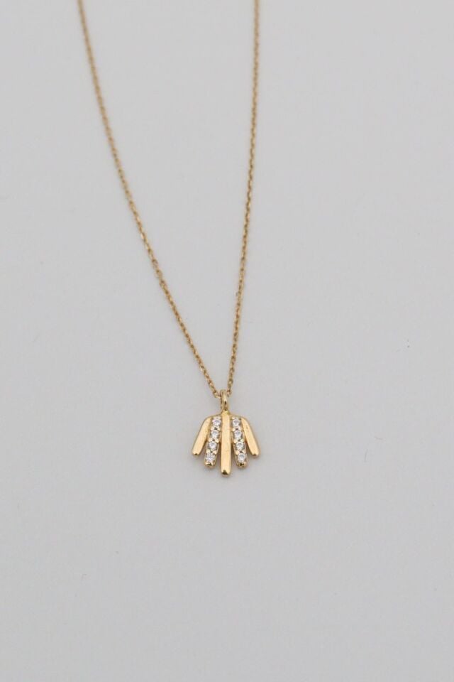 Mini Yelpaze Kolye 14 Ayar Altın