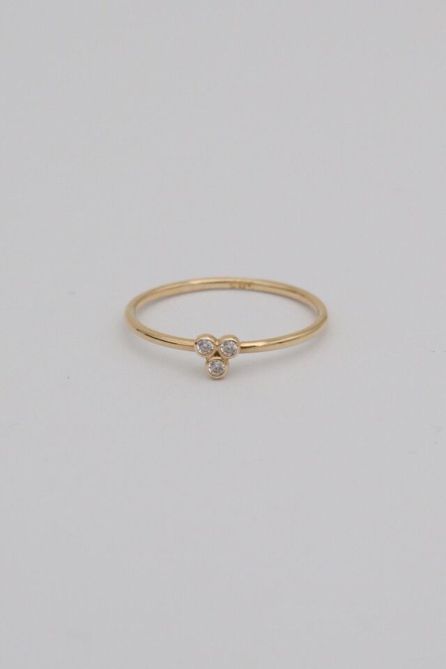 Beyaz Taşlı Minimal Cemre 14 Ayar Altın Yüzük