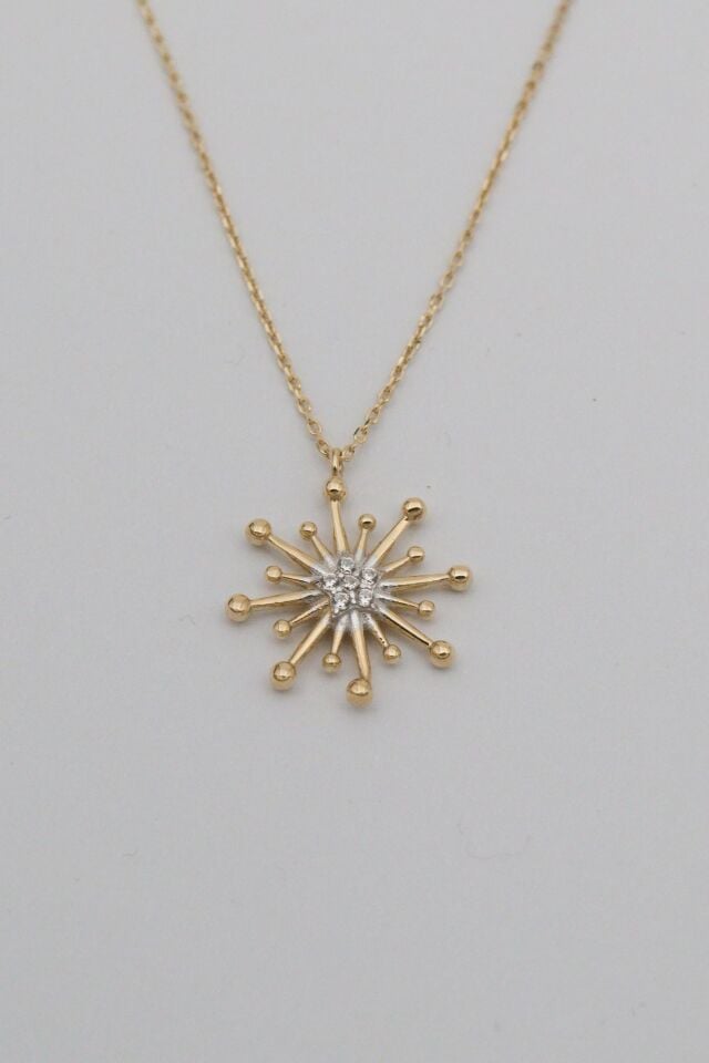 Taşlı Galaksi 14 Ayar Altın Kolye