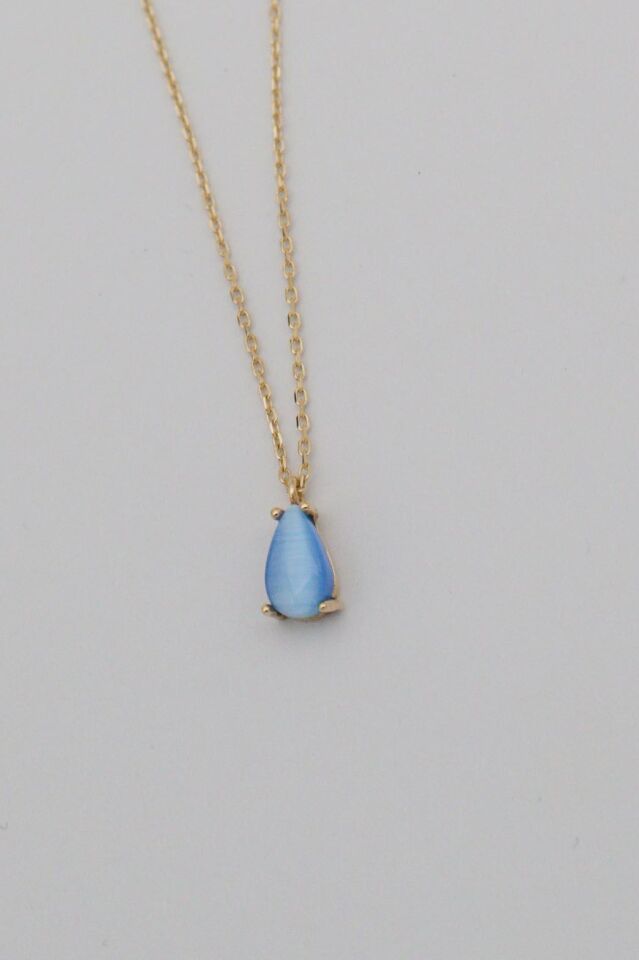 Turkuaz Taşlı 14 Ayar Altın Kolye