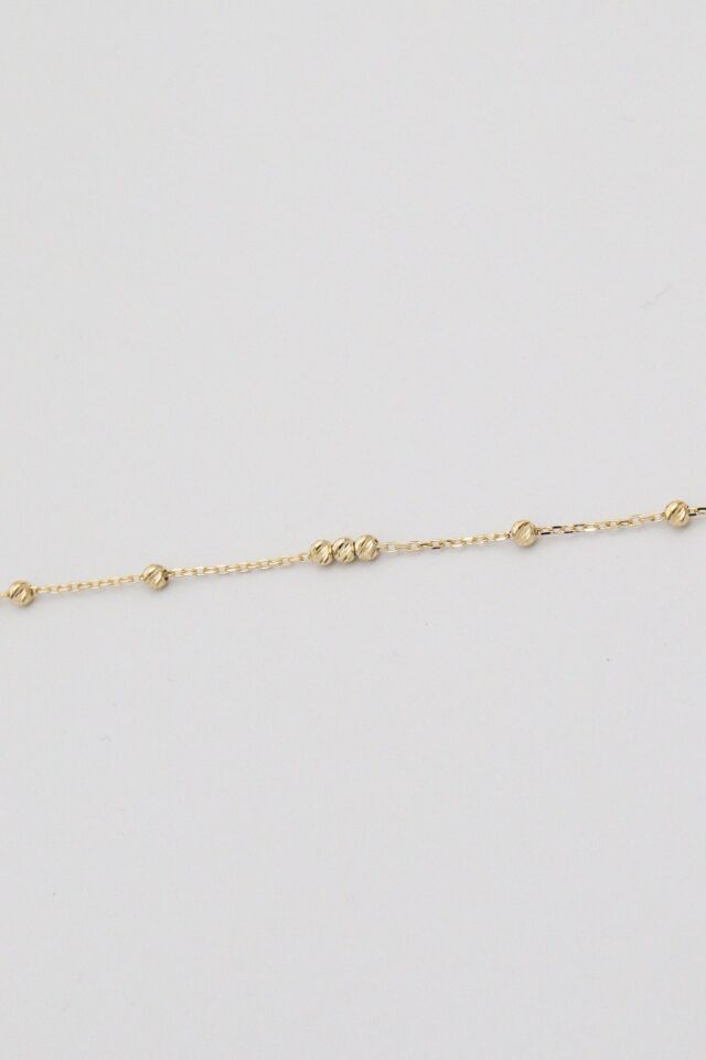 Ortada 3 Dorika Top Yanlar Serpme 14 Ayar Altın Bileklik