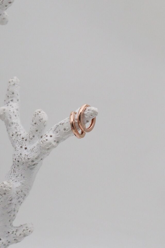 Mini Rose 14 Ayar Altın Halka Küpe