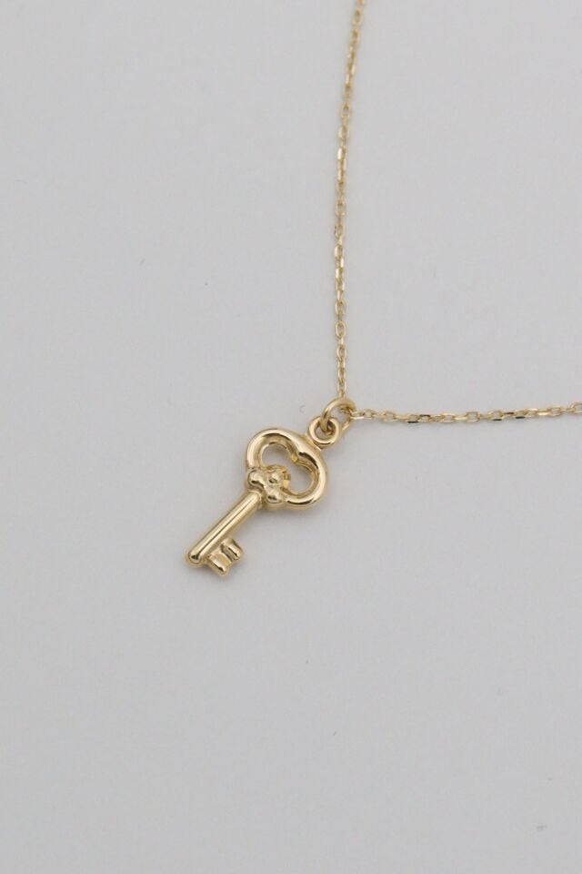 14 Ayar Altın Mini Anahtar Kolye