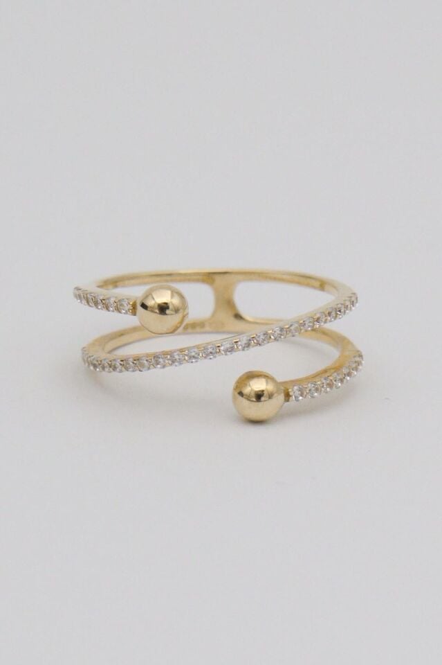 Taşlı 14 Ayar Altın Sarmal Yüzük