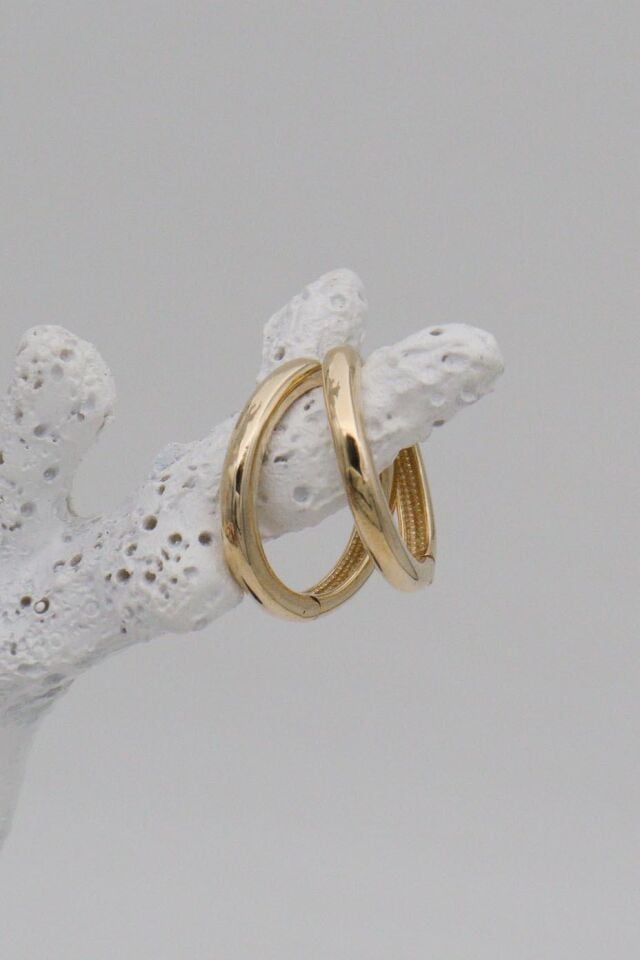 Orta Boy 14 Ayar Altın Halka Küpe