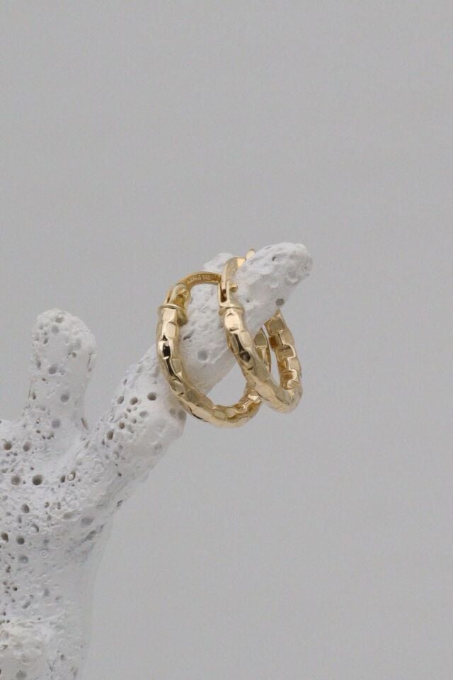 14 Ayar Altın Dövme Halka Küpe