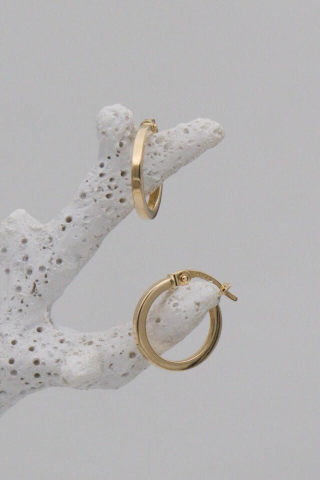 14 Ayar Köşeli Mini Halka Küpe