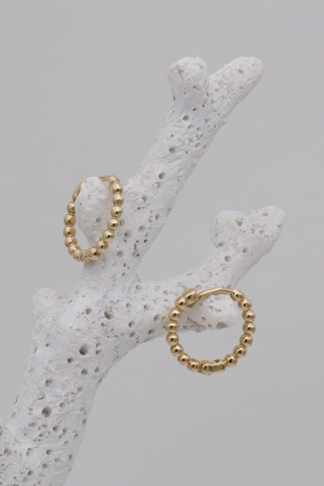 Tırnak Makası Desenli 14 Ayar Halka Küpe