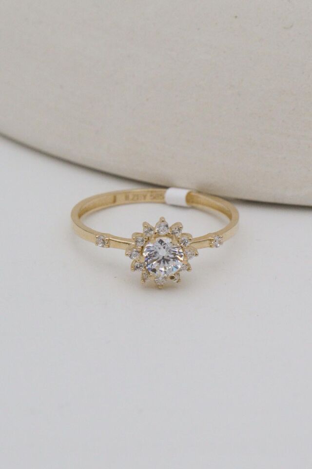 Minimal Lotus Yüzük 14 Ayar Altın