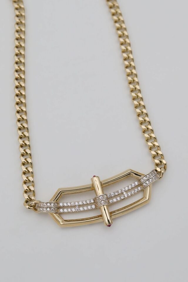 Gurme Zincirli Tasarım Gerdanlık 14 Ayar Altın