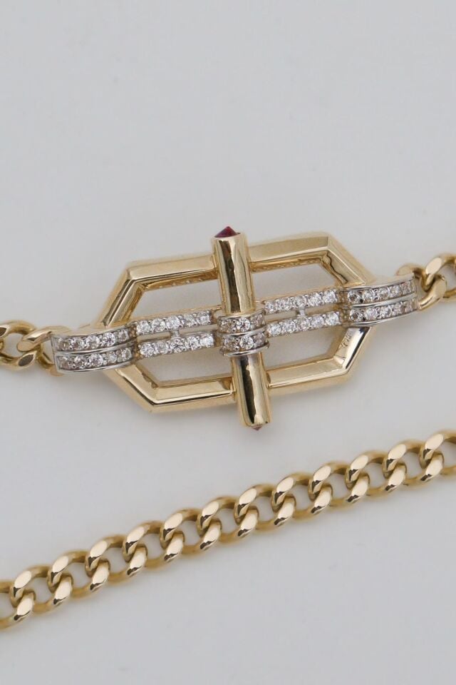 Gurme Zincirli Tasarım Bileklik 14 Ayar Altın