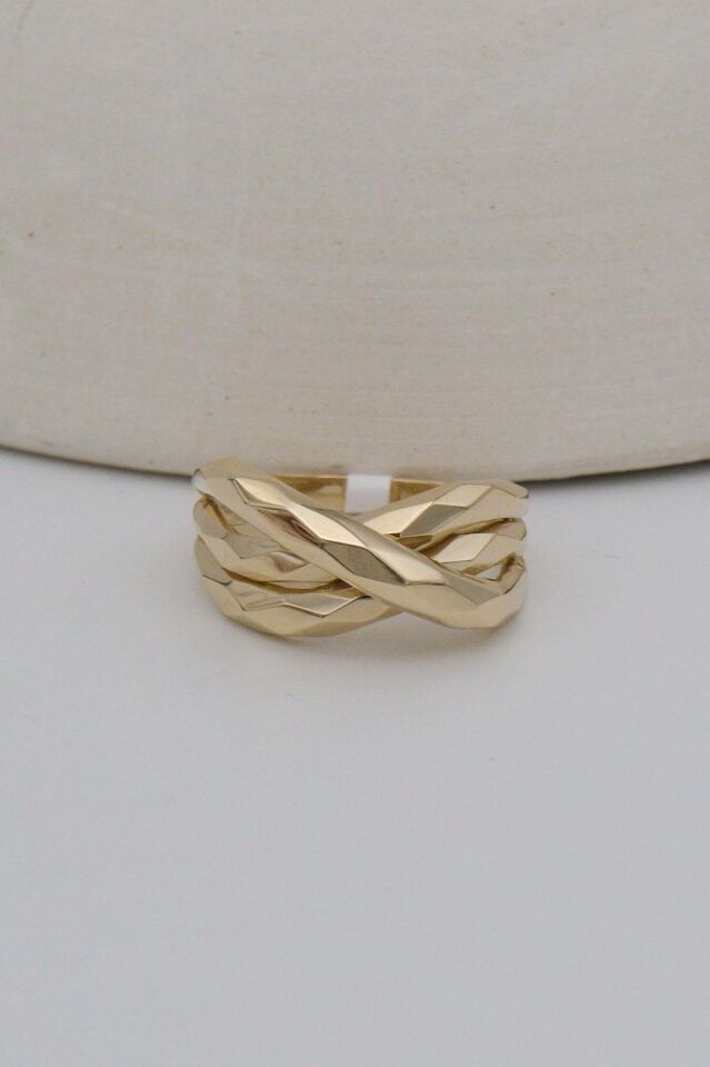 Üçlü Sarmal 14 Ayar Altın Yüzük