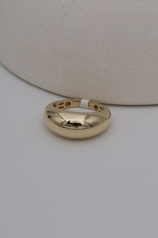 Kalın Düz Bombeli 14 Ayar Altın Yüzük