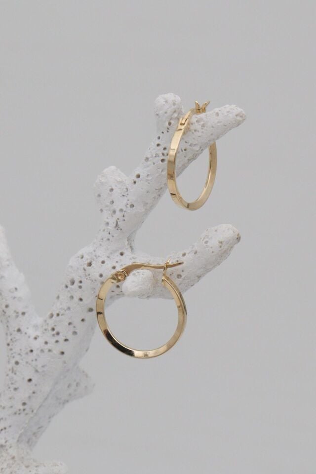 İnce Halka 14 Ayar Altın Küpe