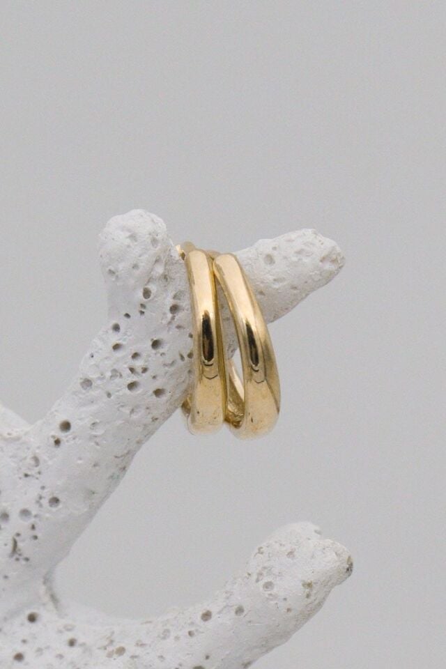 Bombeli Orta Boy 14 Ayar Altın Halka Küpe