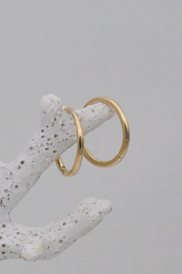 İnce İçe Geçen 14 Ayar Altın Halka Küpe