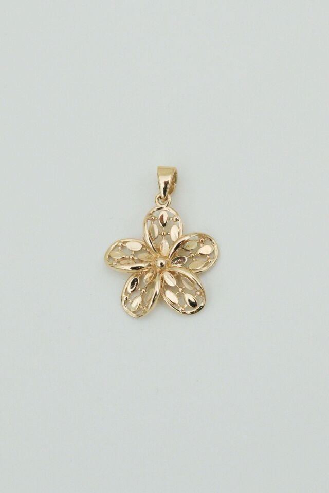 Taşsız Çiçek Kolye Ucu 14 Ayar Altın // Ins. M