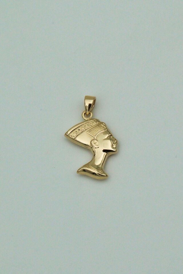 Nefertiti Büst 14 Ayar Altın Kolye