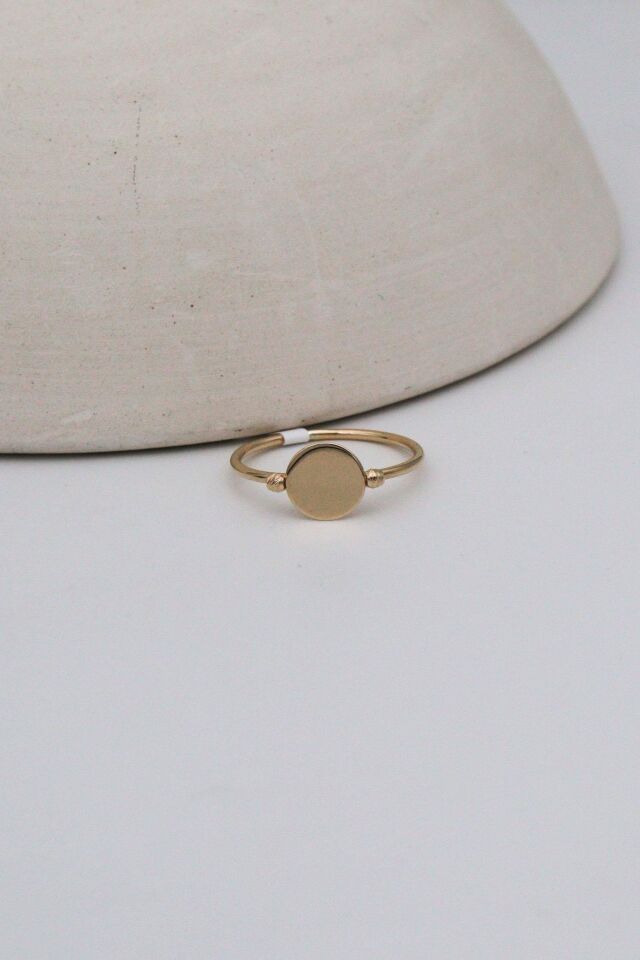 14 Ayar Altın Minimal Yuvarlak Aynalı Yüzük
