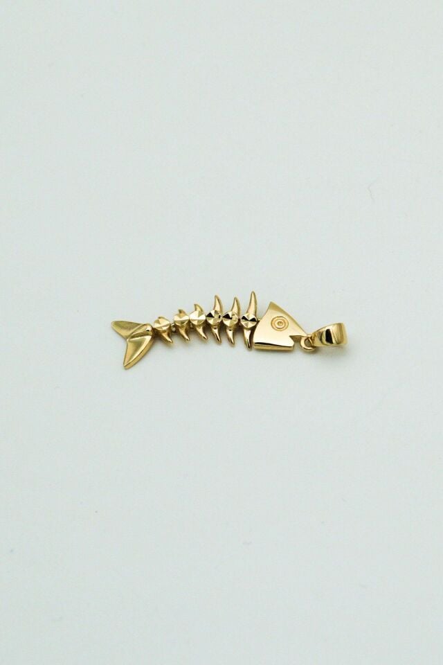 14 Ayar Altın Hareketli Balık Kılçığı Kolye