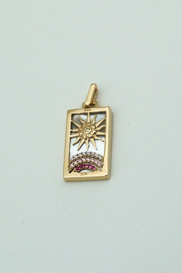 14 Ayar Altın Güneş Tarot Kolye