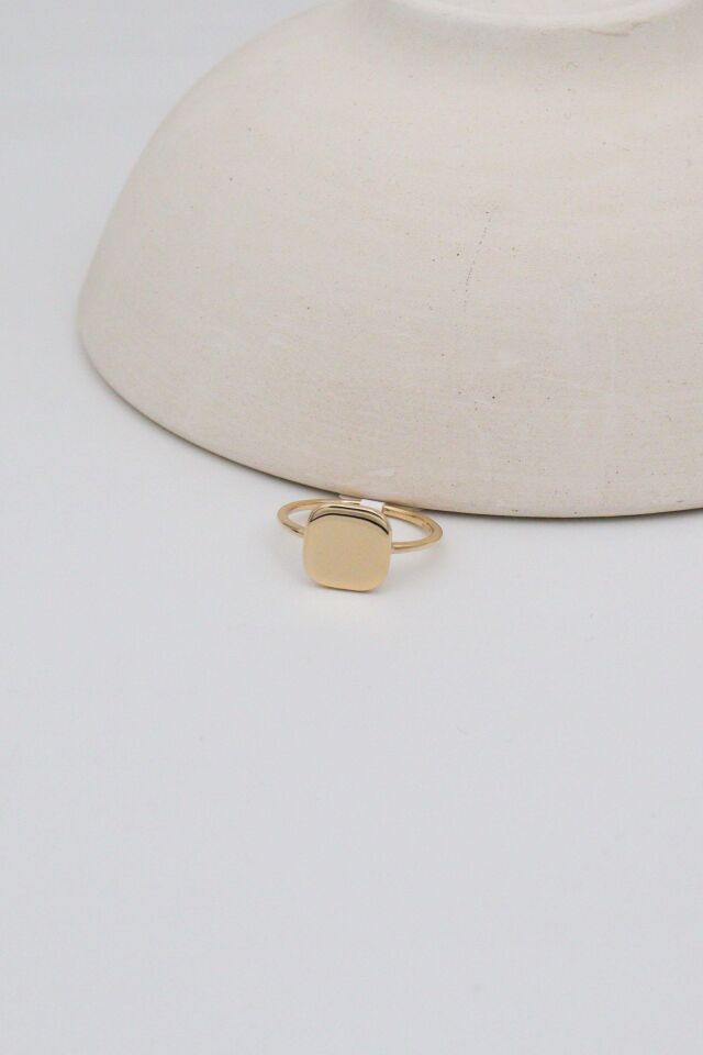 14 Ayar Altın Aynalı Kare Aynalı Yüzük