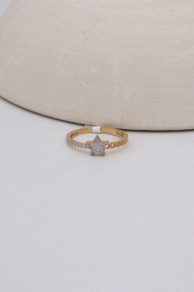 Taşlı Minimal 14 Ayar Altın Yüzük