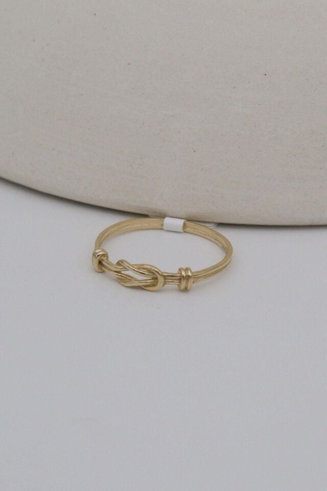 14 Ayar Altın Minimal Düğüm Yüzük