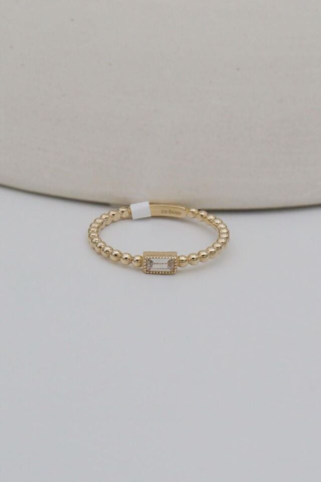 Baget Taşlı 14 Ayar Altın Tırnak Makası Minimal Yüzük