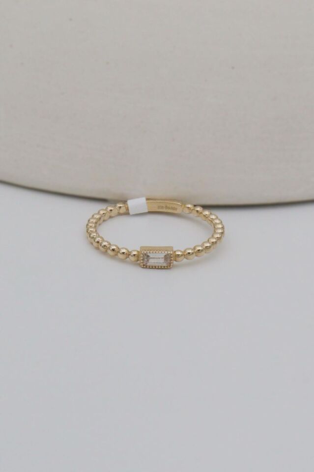 Baget Taşlı 14 Ayar Altın Tırnak Makası Minimal Yüzük