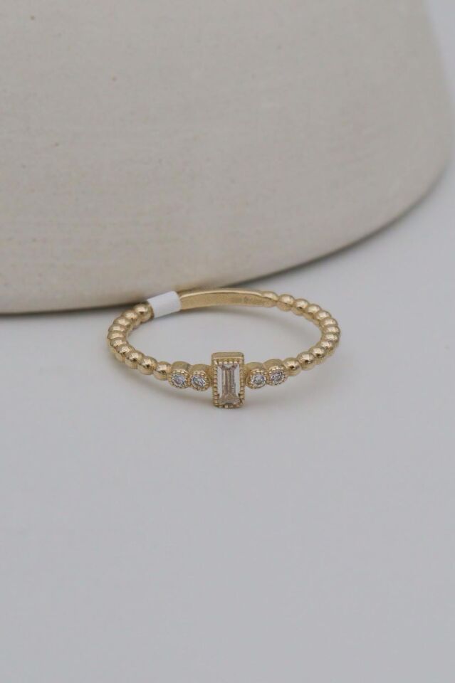 Taşlı Tırnak Makası 14 Ayar Altın Minimal Yüzük