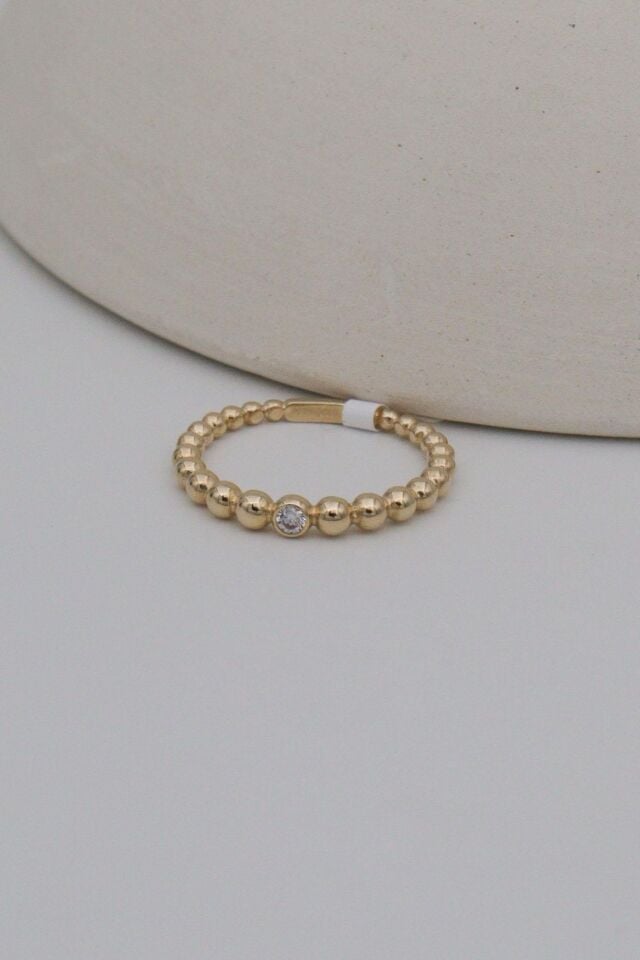 Süzme Tırnak Makası/Tektaş 14 Ayar Altın Yüzük