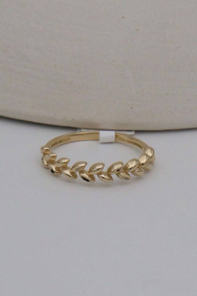 14 Ayar Altın Zeytin Dalı Minimal Yüzük